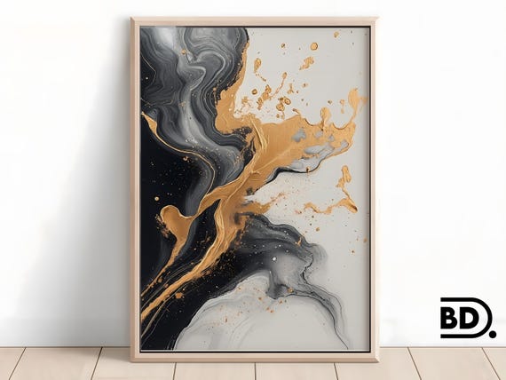 Abstract Wall Art Black And Brown Minimalist Print Neutral Japandi Decor Sophisticated Brushstroke Artwork