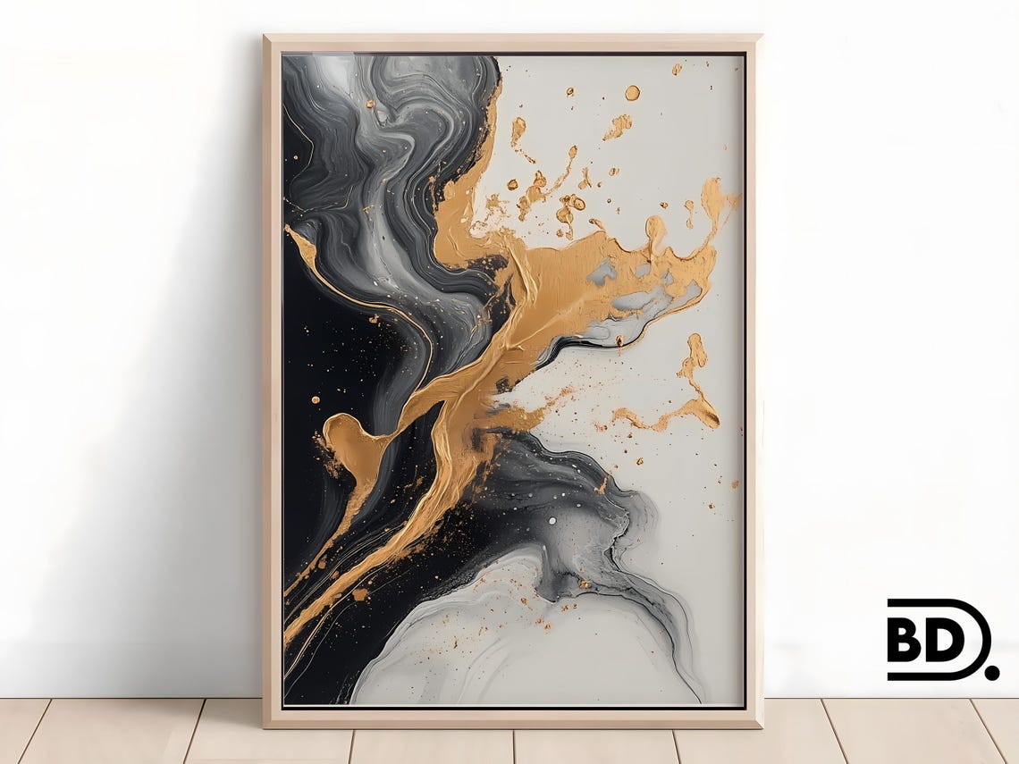 Abstract Wall Art Black And Brown Minimalist Print Neutral Japandi Decor Sophisticated Brushstroke Artwork