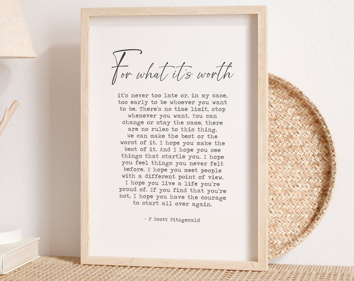 F. Scott Fitzgerald Quote Typography Art Print