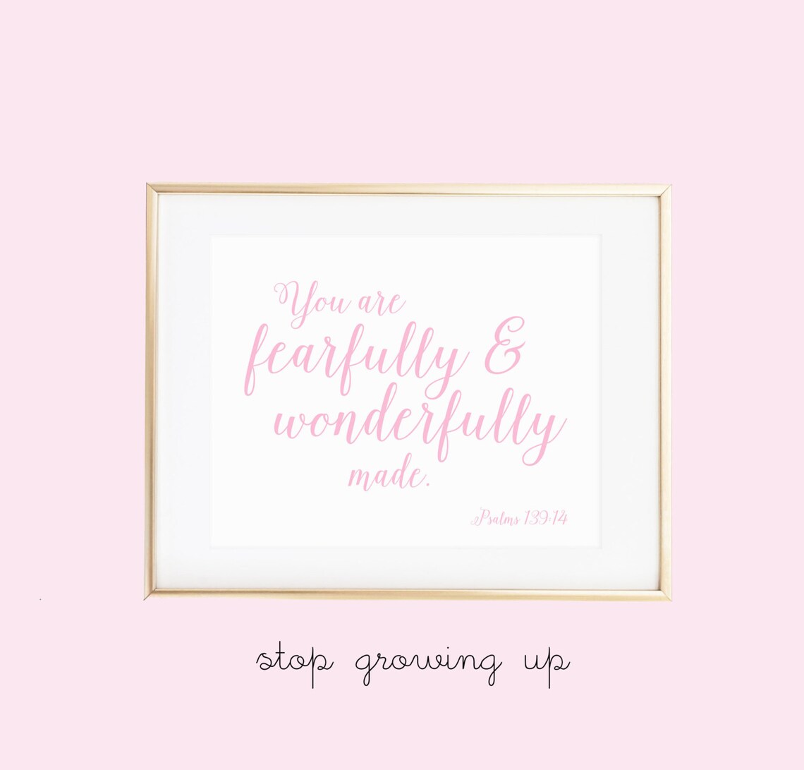 Fearfully Wonderfully Made Psalm 139:14 Nursery Print