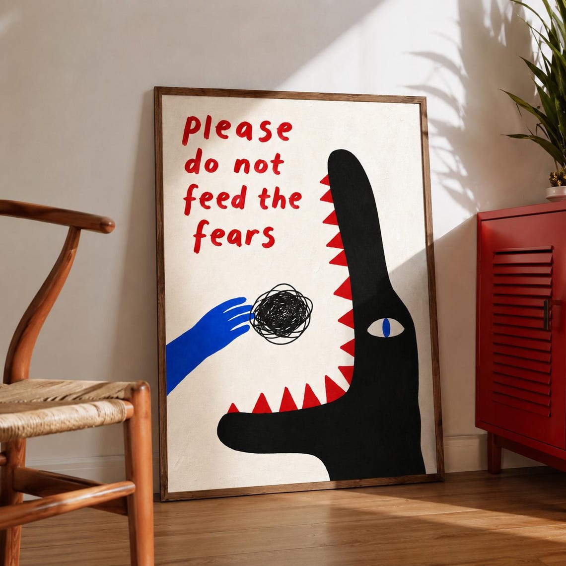 Bold Graphic Mental Health Poster Risograph Style Quote Wall Art - Image 3