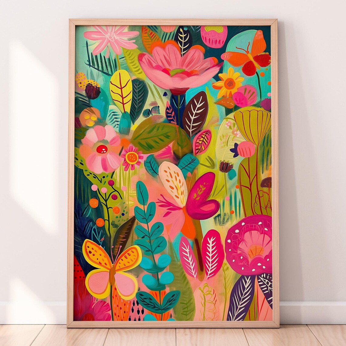 Maximalist Abstract Wall Art, Colorful Eclectic Poster