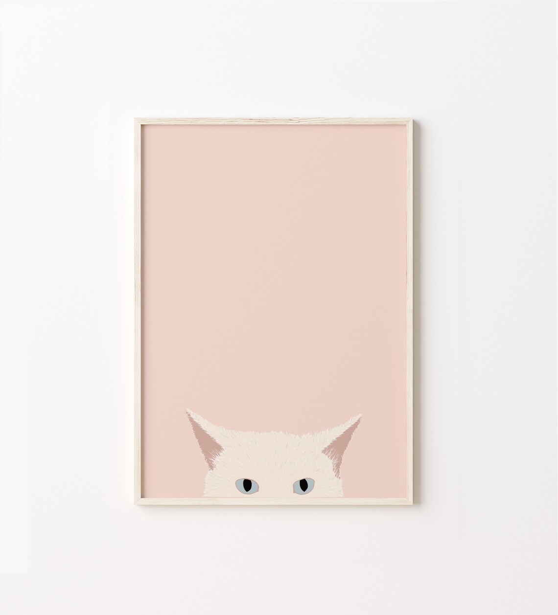 Cat Peeking Art Print, Animal Wall Decor