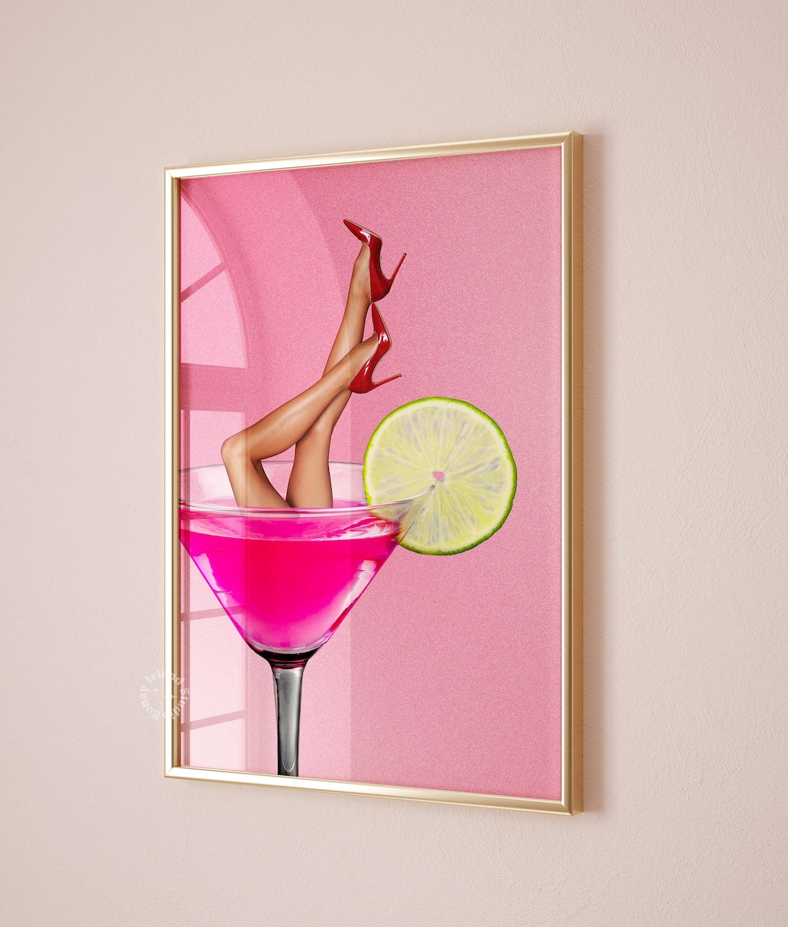 Cosmopolitan Cocktail Retro Bar Cart Art Print