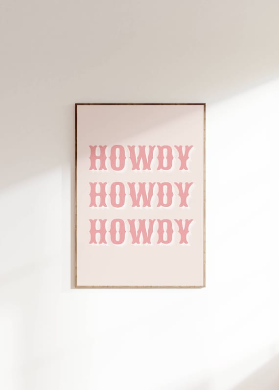 Pink Howdy Poster Print, Preppy Western Decor