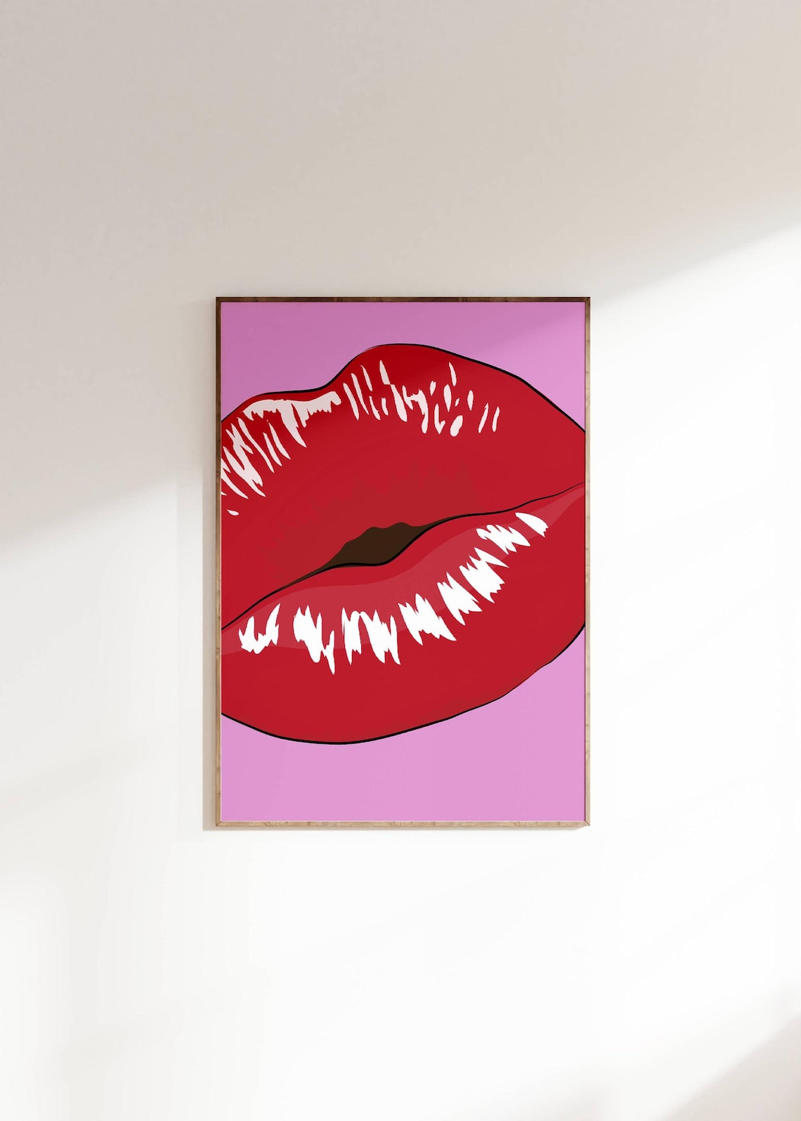 French Kiss Print, Funky Red Lips Art Print