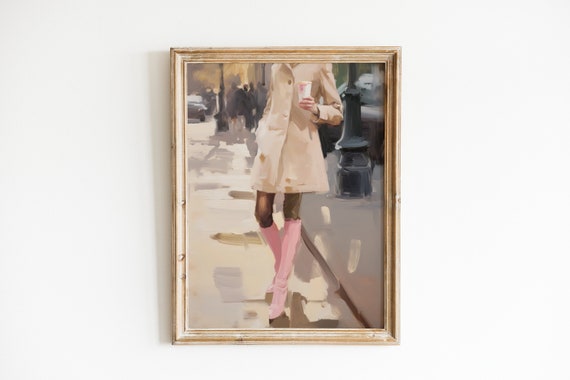 City Girl Art Print, Pink Apartment Decor