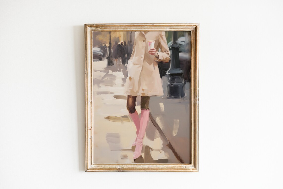City Girl Art Print, Pink Apartment Decor