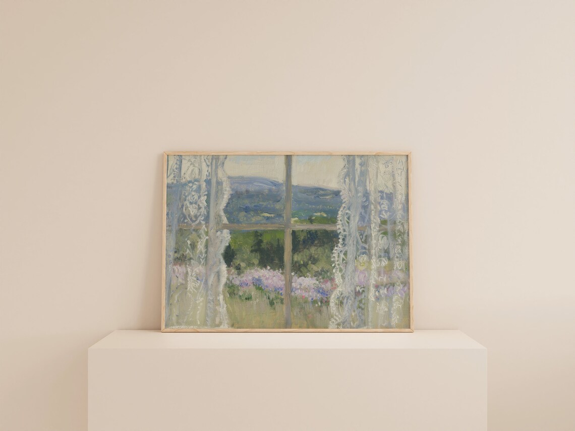 Country Summer Print, Cottagecore Rustic Floral Landscape - Image 2