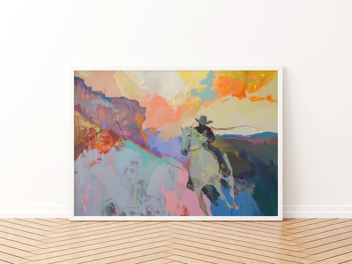 Abstract Rodeo Cowboy Painting, Western Art Print - Image 3