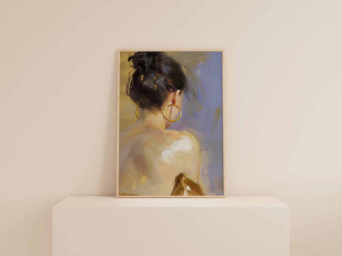 Female Portrait Painting, Trendy Bathroom Decor - Image 2
