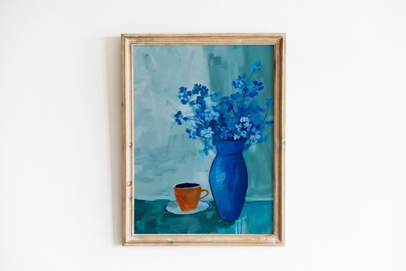 Coffee Abstract Kitchen Art Print, Boho Chic Floral