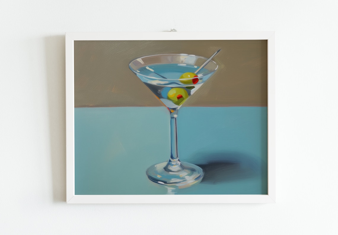 Martini Print Art For Bar Cart, Retro Apartment Decor - Image 2