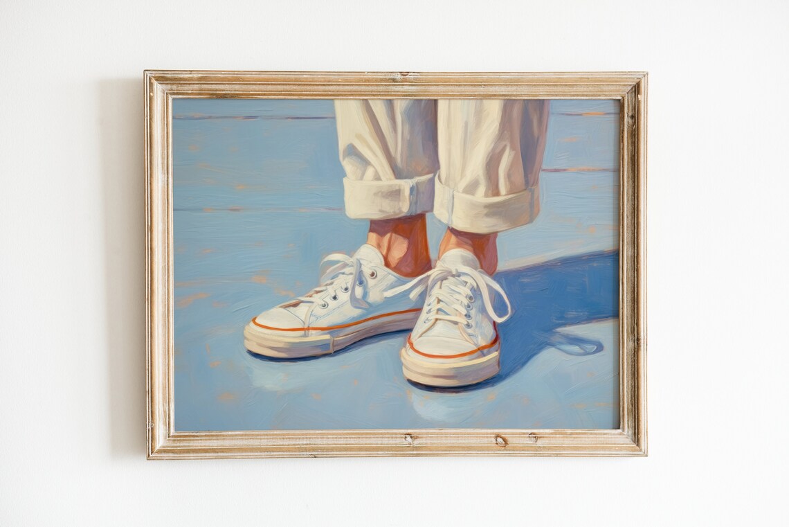 Light Blue Coastal Art Print, Preppy Retro Decor