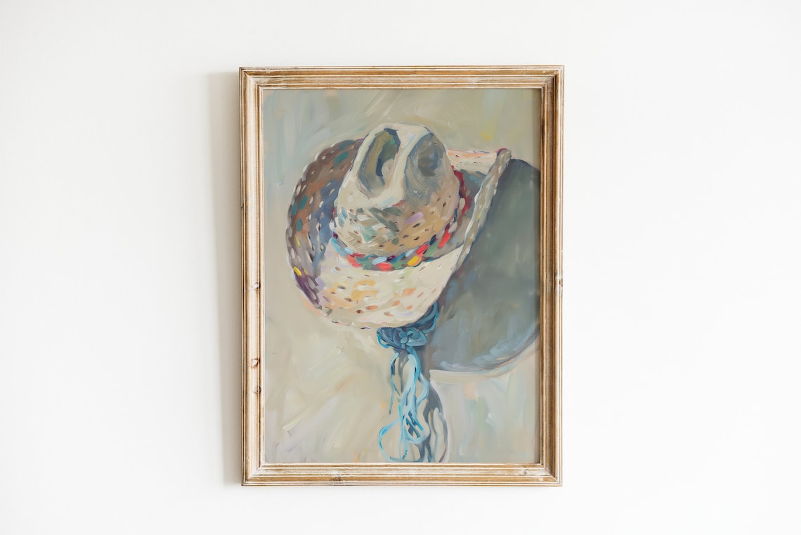 Textured Pastel Cowboy Hat Print, Southwestern Style