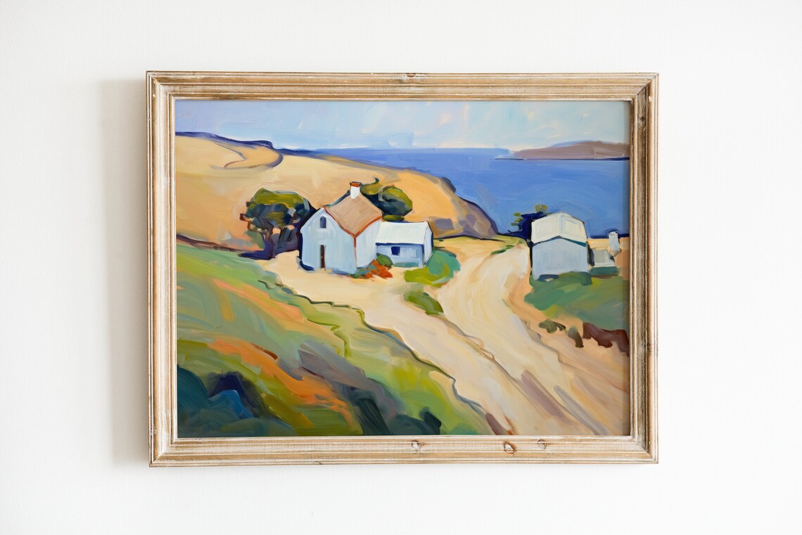 Coastal Cottage Art Print, Beachy Guest Room Decor