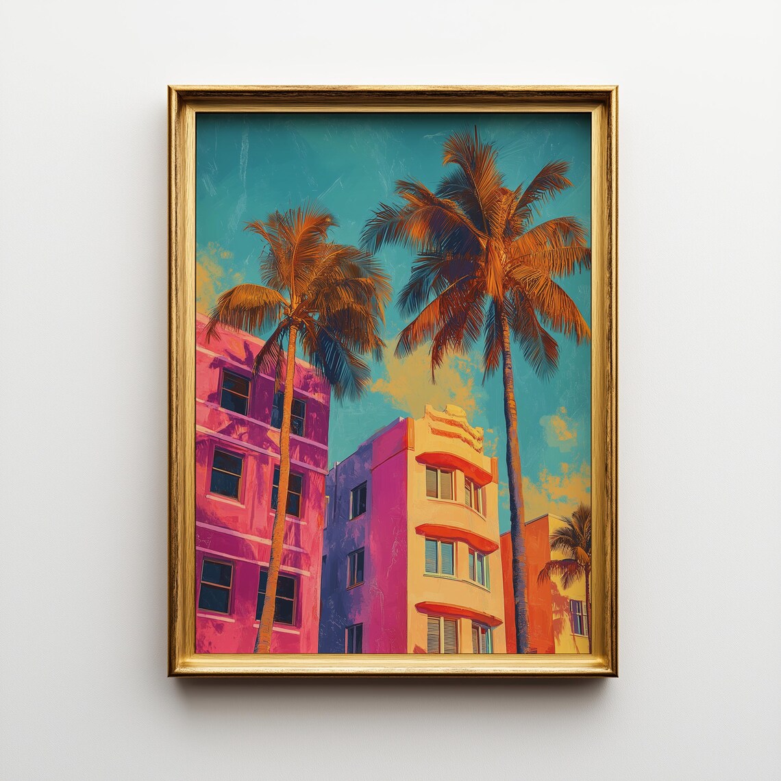Art Deco Miami Print South Beach Sunset Palm Trees 243