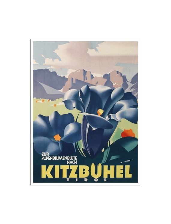 Kitzbhel Art Austria Poster Tyrol Travel Print Vintage Ski Poster Xr3157