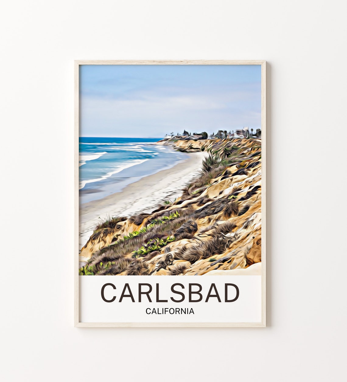 Carlsbad Travel Print Carlsbad Wall Art Carlsbad Poster Carlsbad Art Print San Diego Wall Decor Carlsbad Travel California San Diego