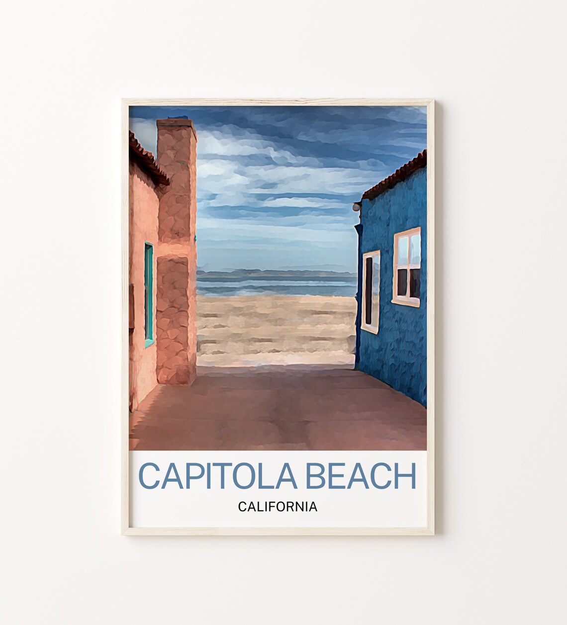 Capitola Beach Travel Poster, Coastal Landscape