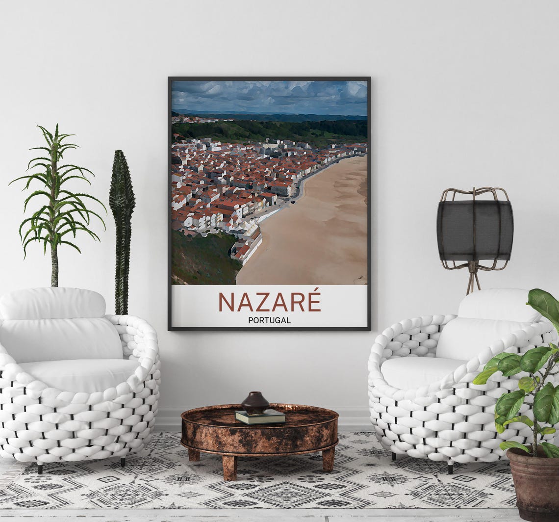 Nazare Travel Print Nazare Wall Art Nazare Poster Nazare Art Print Nazare Artwork Unique Birthday Wedding Gift Cityscape Poster - Image 2