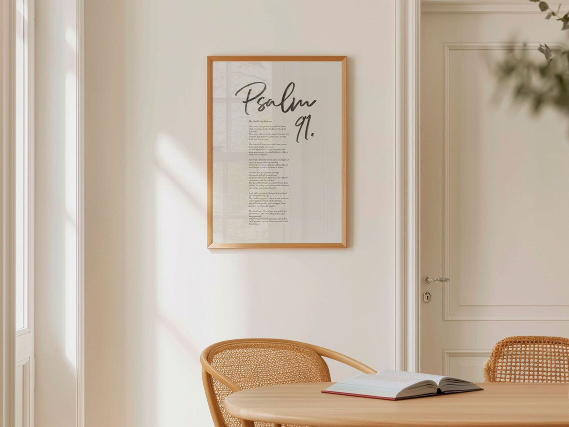 Psalm 91 Handwritten Scripture Art, Modern Typography - Image 6