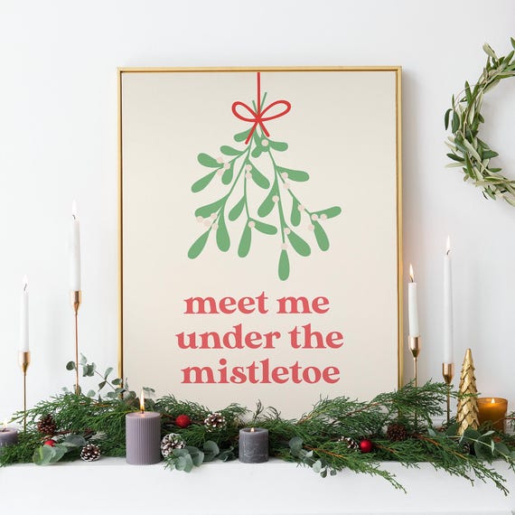 Mistletoe Print Art Mistletoe Christmas Decor Cute Holiday Wall Art
