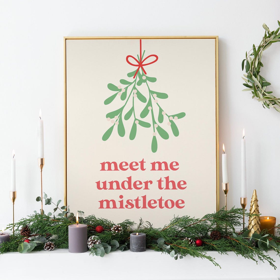 Mistletoe Print Art Mistletoe Christmas Decor Cute Holiday Wall Art