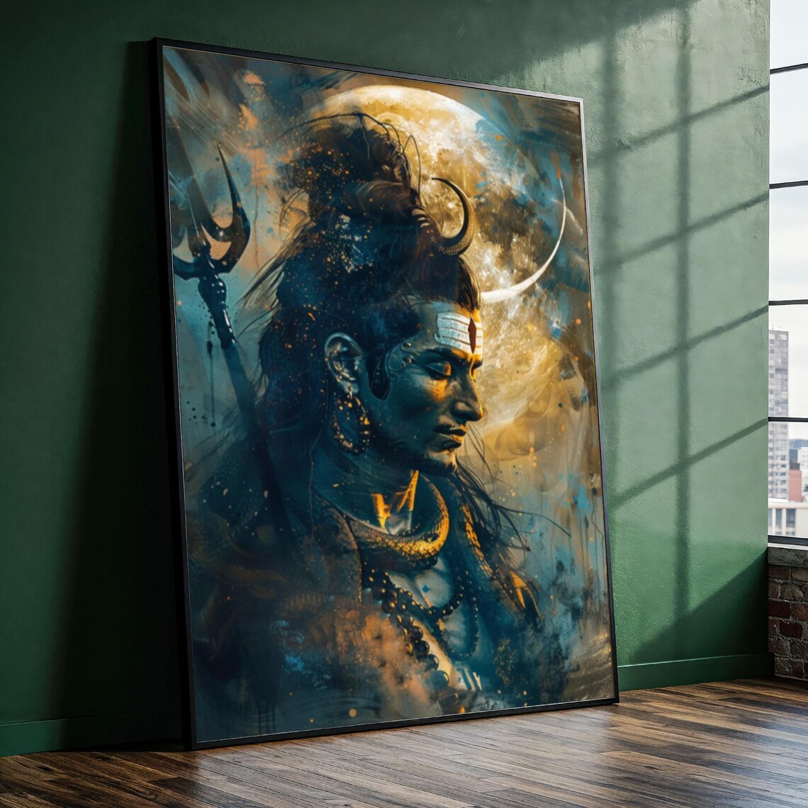 Lord Shiva Trident Moon Serpent Mystical Dark Spiritual Poster