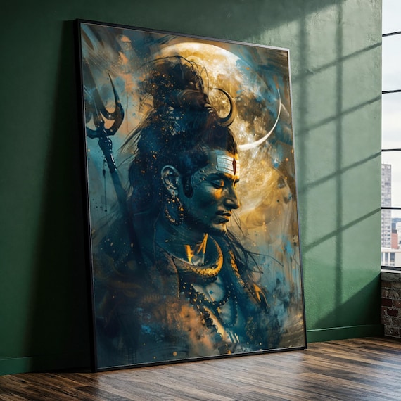 Lord Shiva Trident Moon Serpent Mystical Dark Spiritual Poster
