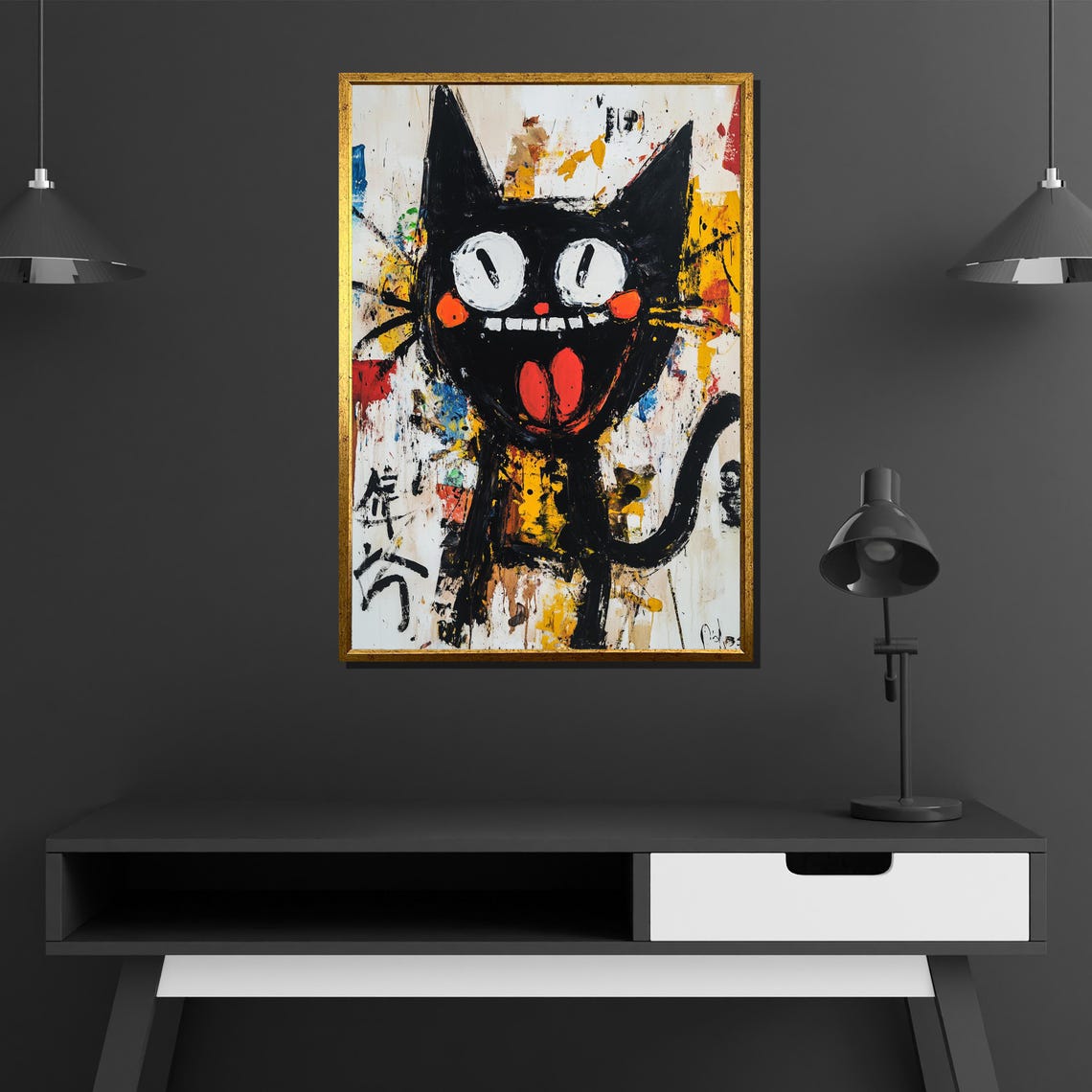 Joyful Black Cat Graffiti Laughing Pop Art Funny Animal Poster - Image 2