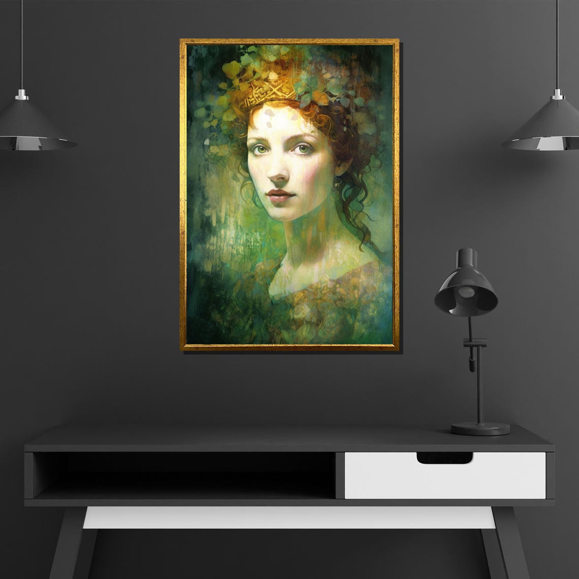 Forest Goddess Ethereal Woman With Leaf Crown Mystic Art Poster - Image 4