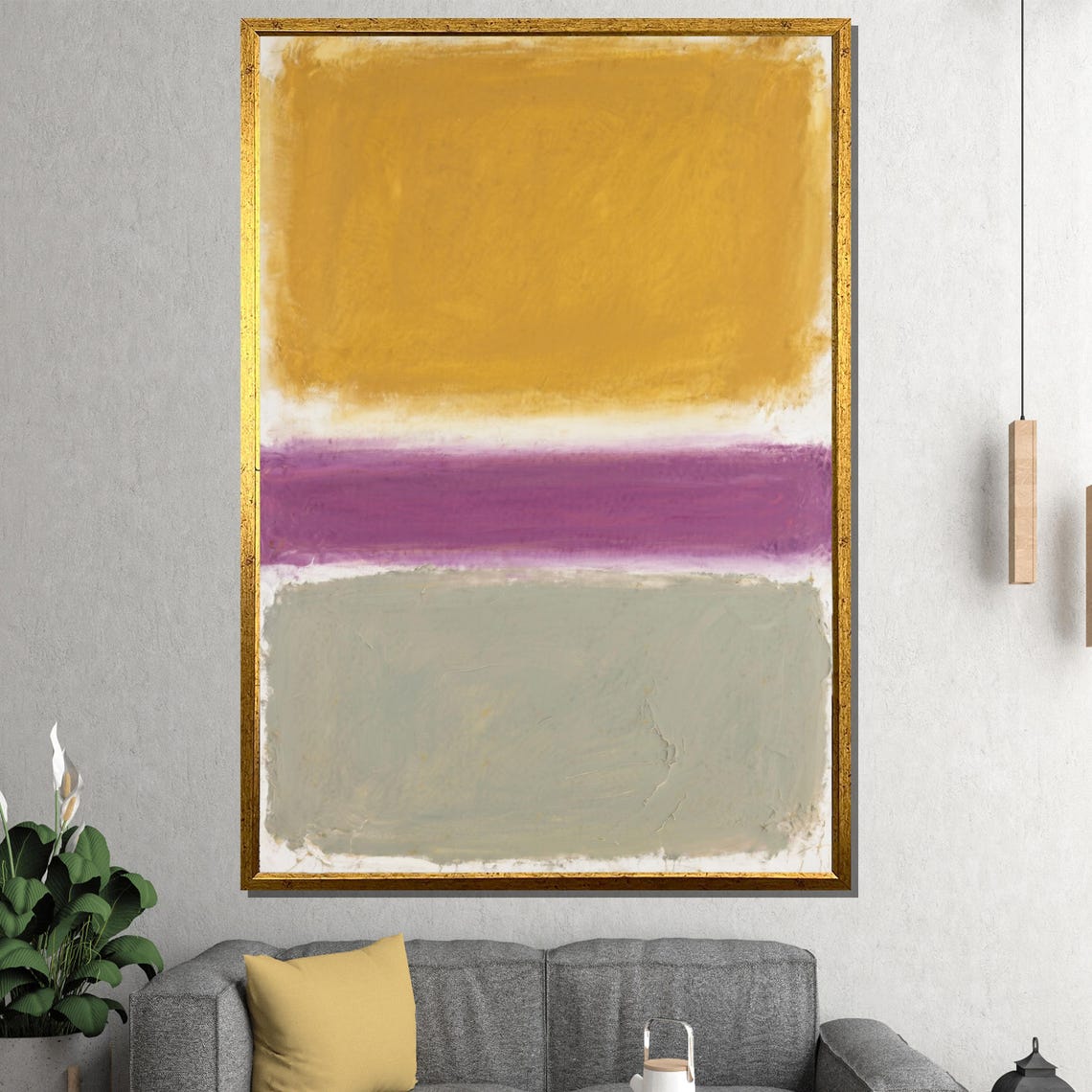 Golden Yellow Violet Gray Blocks Color Field Abstract Art Poster - Image 3