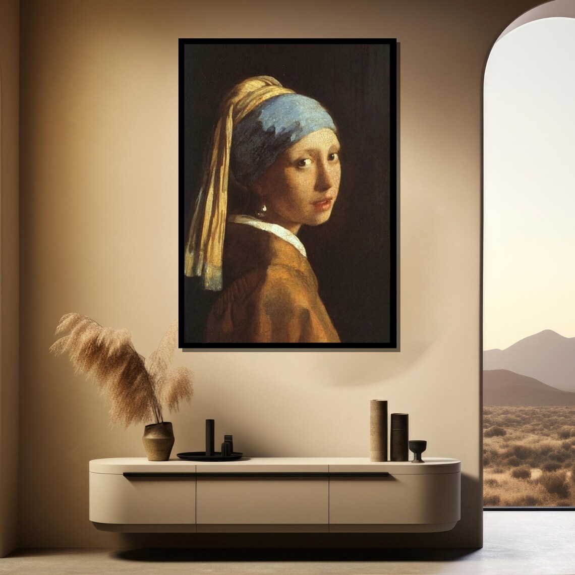 Johannes Vermeer Girl with a Pearl Earring Classic Portrait Art Poster - Image 3