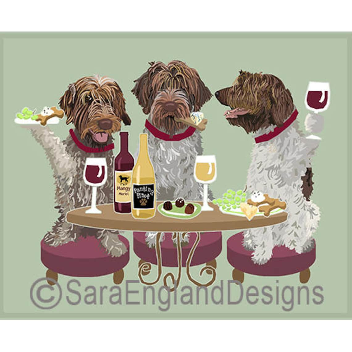 Wirehaired Pointing Griffon Wine Humor Art Print