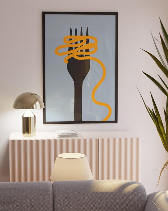 Pasta Club Print Trendy Wall Art Italian Quote Typography Foodie Room Decor Cute Retro Poster