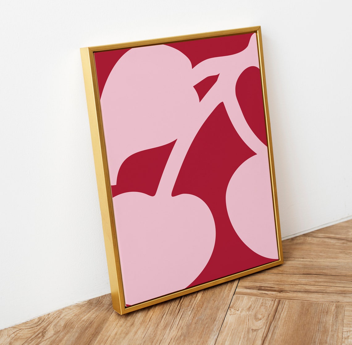 Abstract Cherry Close Up Pink Red Modern Bold Fruit Wall Poster