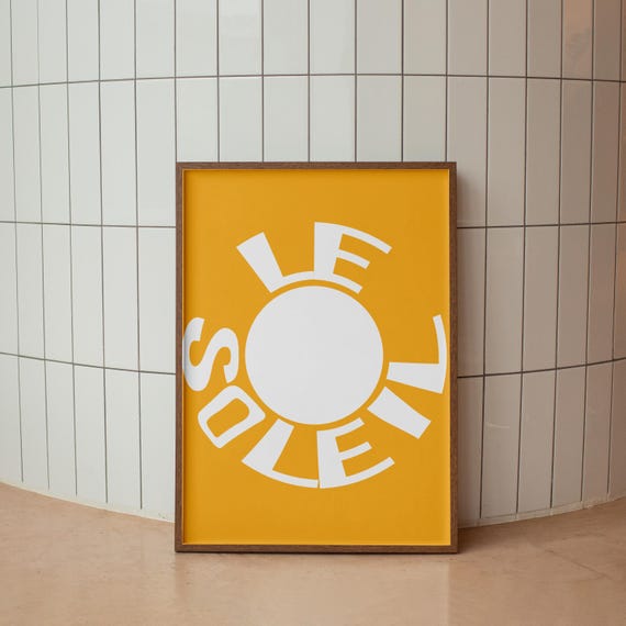 Sun Print Le Soleil Boho Summer Poster French And Sea Retro Coastal Ocean Wall Art Cute