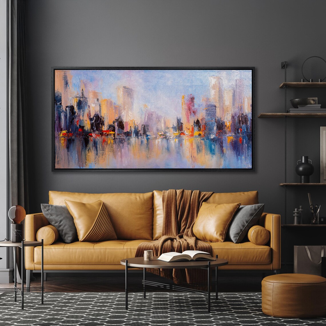 Abstract Skyline City View, Modern Cityscape Art Print - Image 3