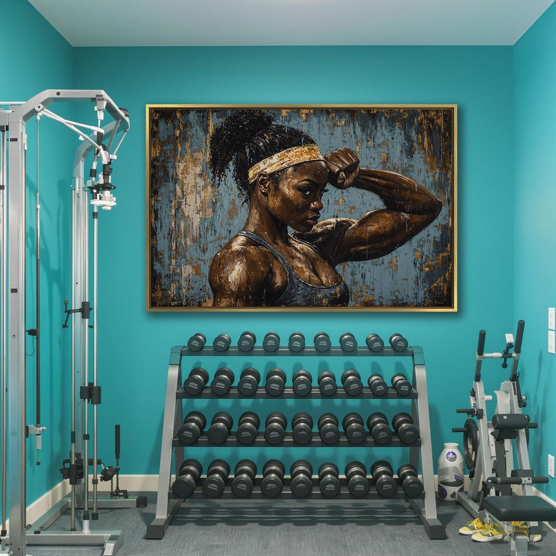 Muscular Female Athlete Framed Wall Art Fitness Woman Painting Print Motivational Decor Gym Poster Sports Artwork Ready To Hang - Image 3