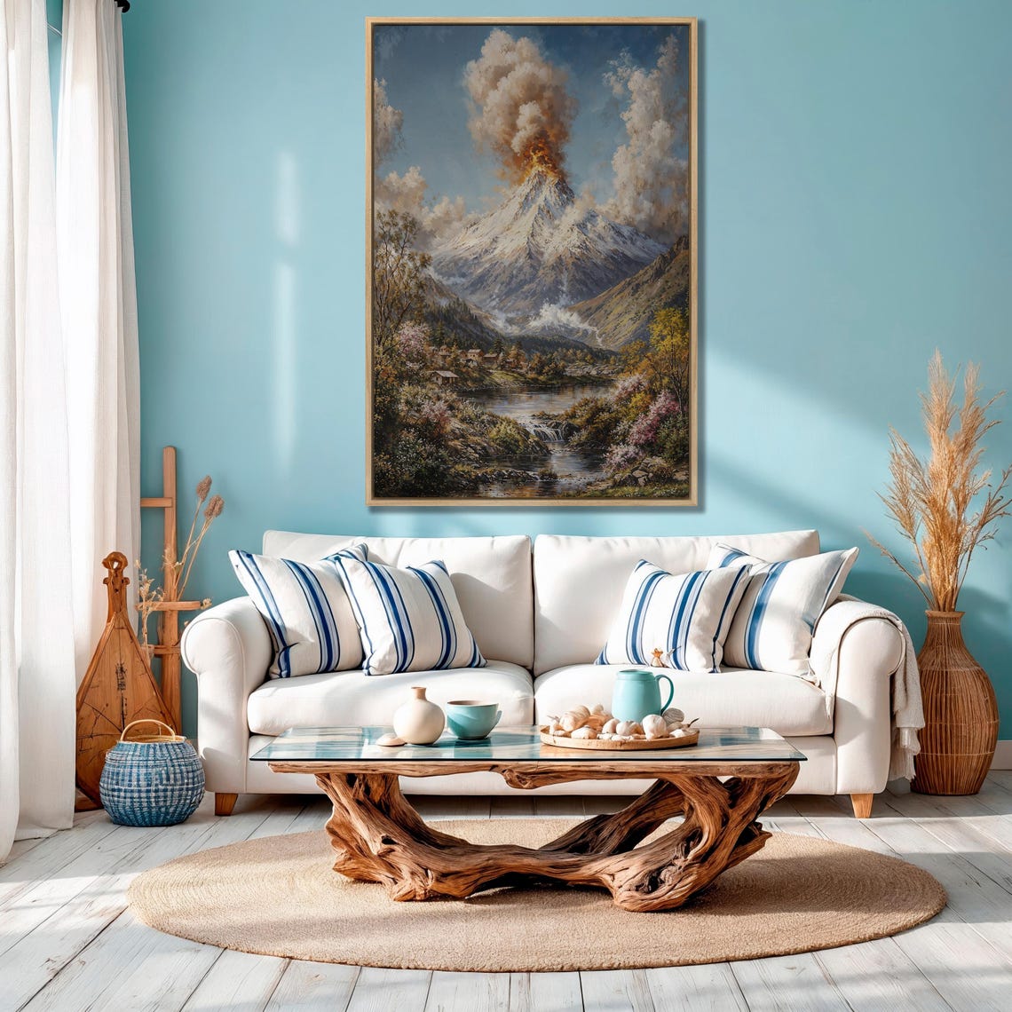 Volcanic Eruption Dramatic Landscape Mountain Art Framed Print Wall Art Rustic Nature Art Large Wall Art Ready To Hang - Image 4