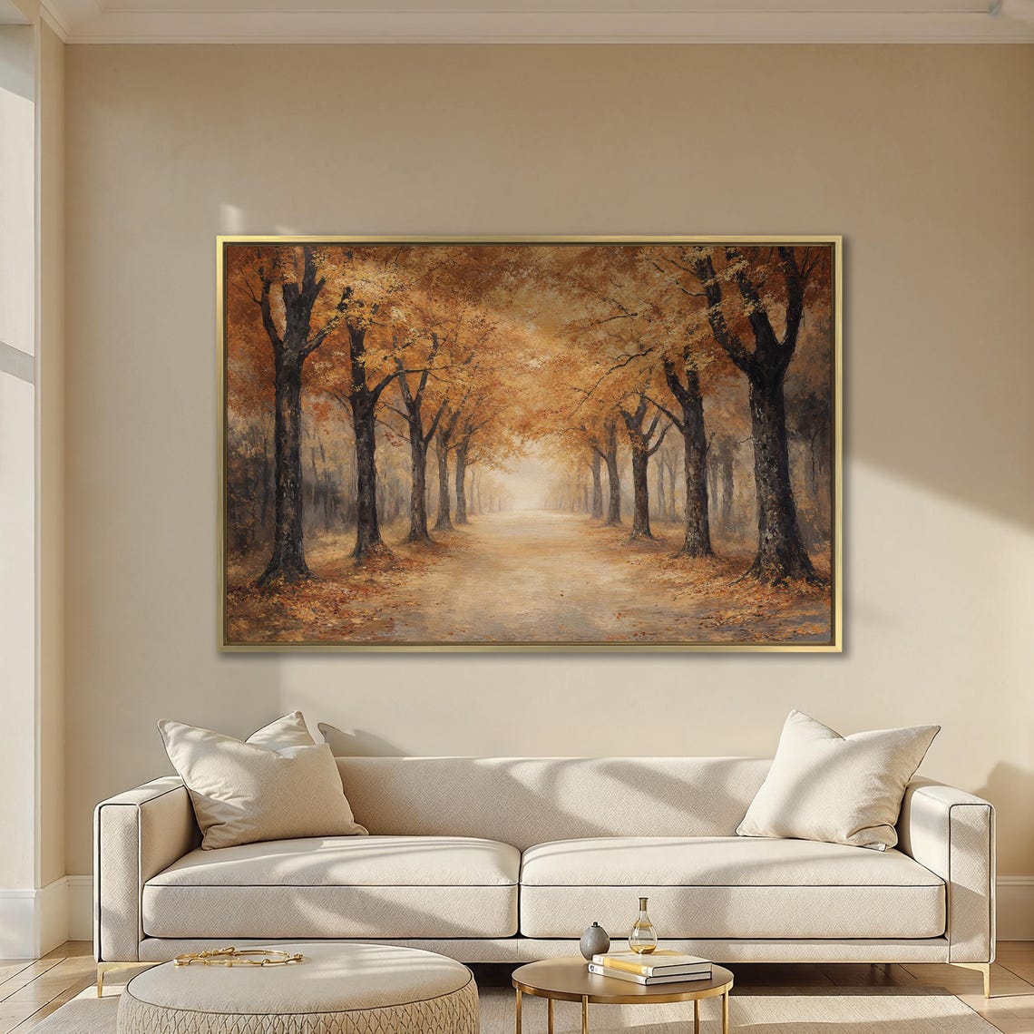 Autumn Tree Lined Avenue With Falling Golden Leaves Forest Poster - Image 2