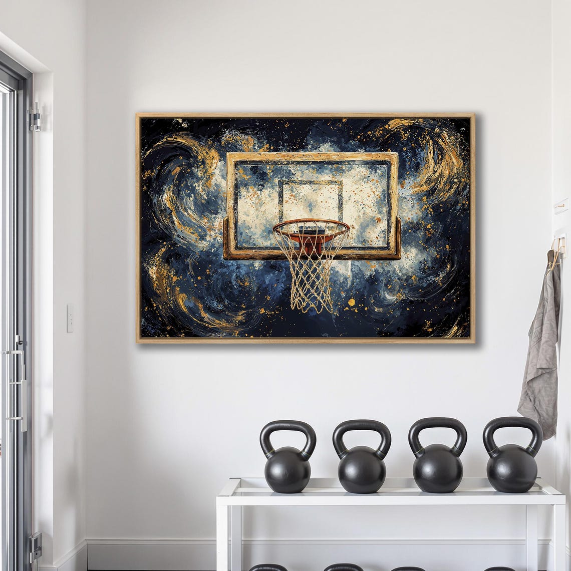 Basketball Hoop Abstract Framed Wall Art Motivational Painting Print Teenager Room Decor Vibrant Sports Poster Ready To Hang Gift - Image 2