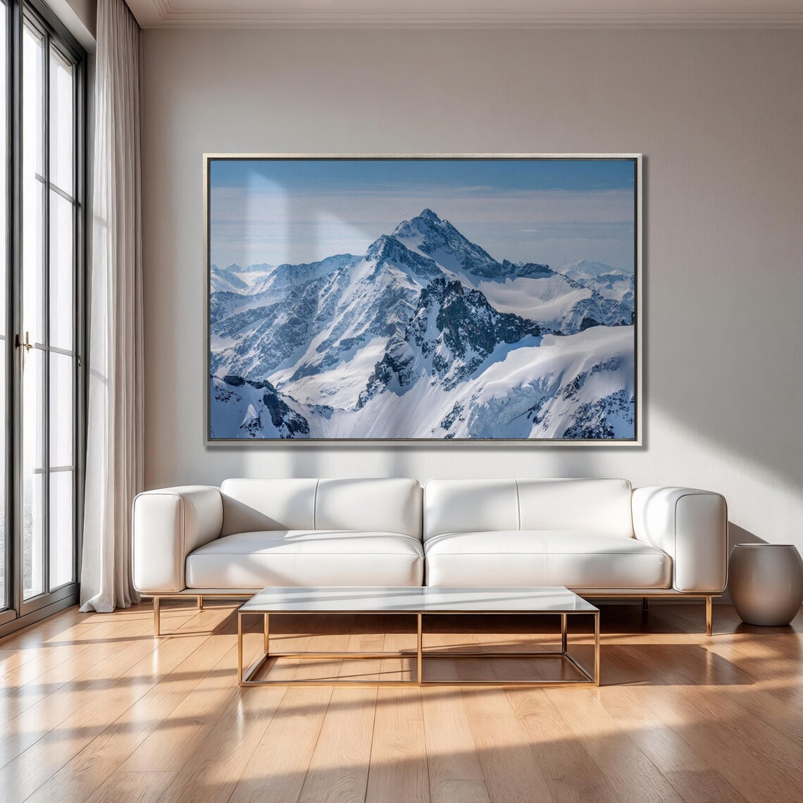 Snow-Capped Alpine Peak Panoramic Winter Mountain Photo Poster - Image 5