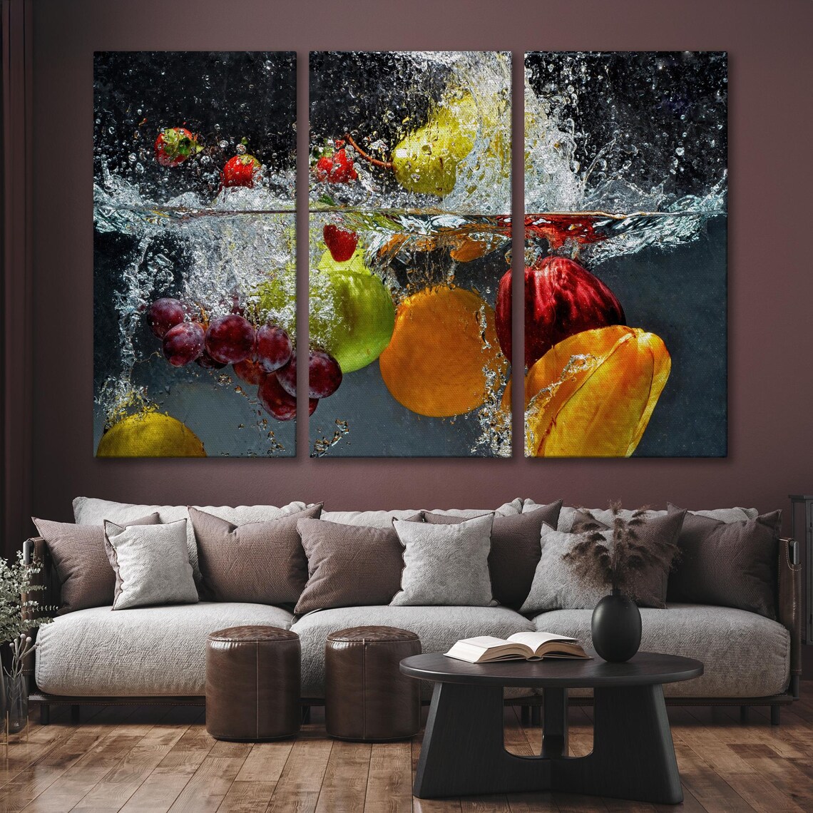 Splashing Fruit Under Water, Kitchen Art Print - Image 6