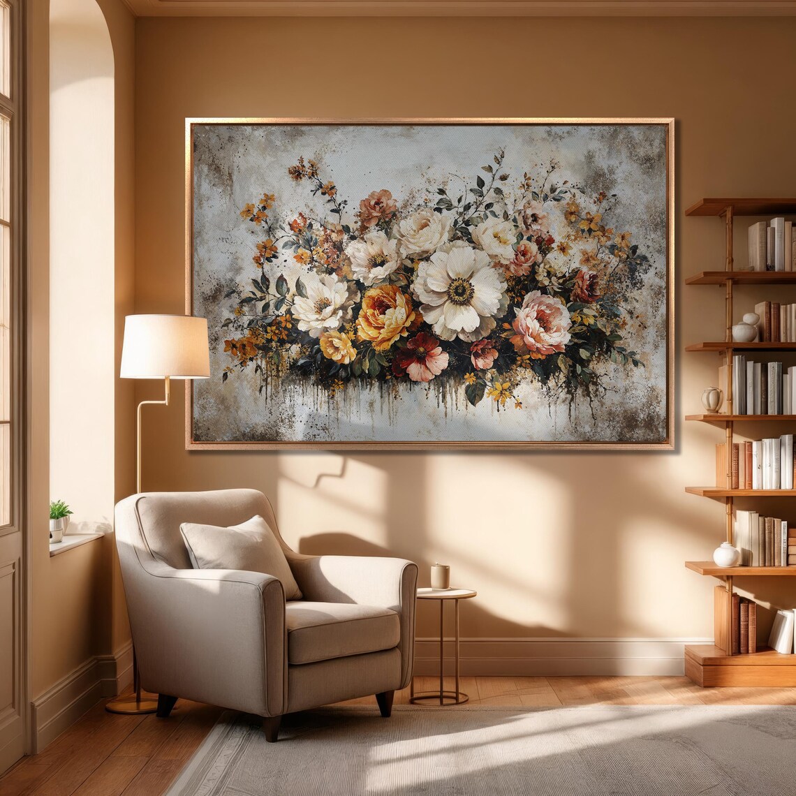 Vintage White And Rose Floral Bouquet Still Life Wall Poster - Image 6