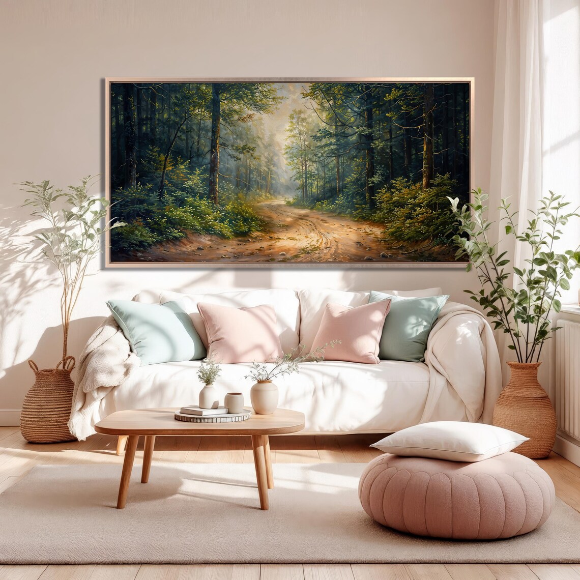 Forest Path Wall Art Morning Mist Lush Greenery Thees Print Farmhouse Decor Scenic Tranquil Nature Poster Gift Idea Ready To Hang - Image 3