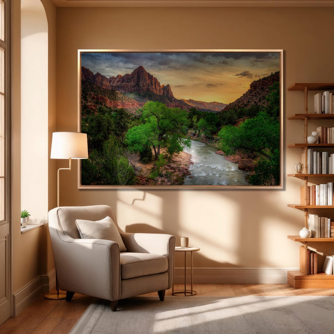 Zion National Park River Red Rock Canyon Sunset Large Wall Art - Image 3