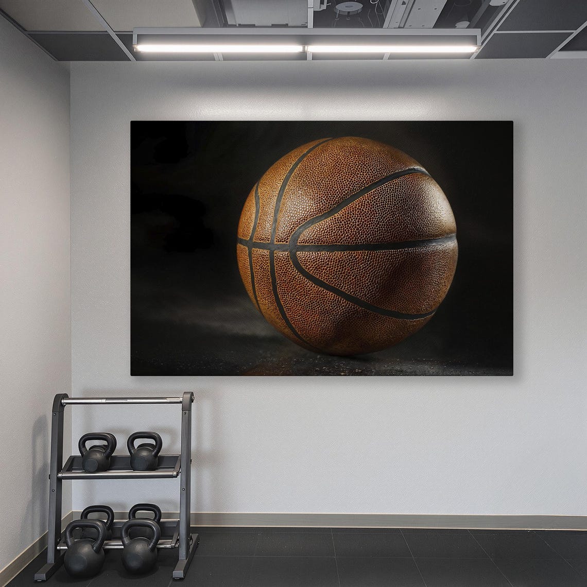 Worn Leather Basketball Close Up On Dark Moody Vintage Poster - Image 6
