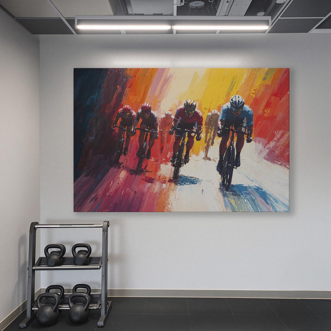 Cyclists Racing Through Warm Light Burst Vivid Racing Poster - Image 6